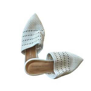 Christian Di Riccio Women's White Woven Pointed Toe Mules Size 6 Made in Italy